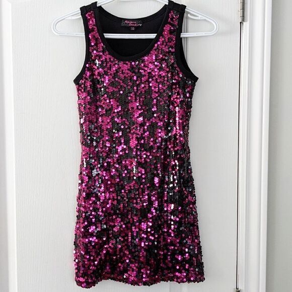 Pink sequin camisole tank top size 10 @C - Picture 3 of 8